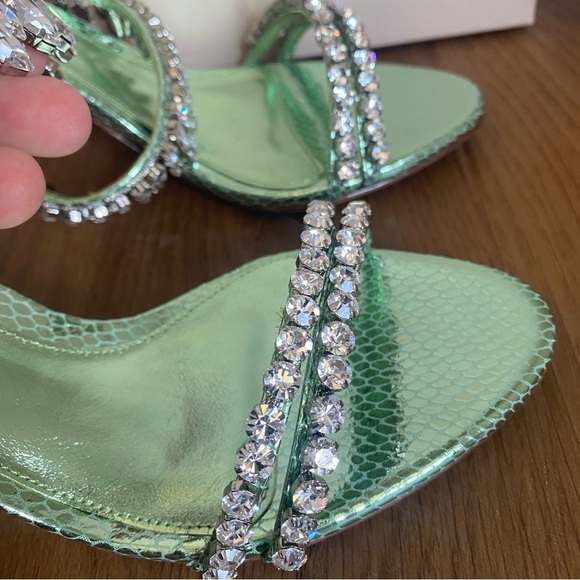 Alexandre Birman KARINA 85 MINT Green Heeled Sandals with Crystals  36/6 - Picture 6 of 12